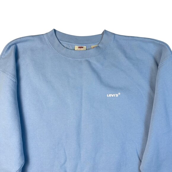 Levis Crewneck Sweatshirt Blue Sz L Unisex Pullover Fleece Soft Comfy Casual - Picture 2 of 8